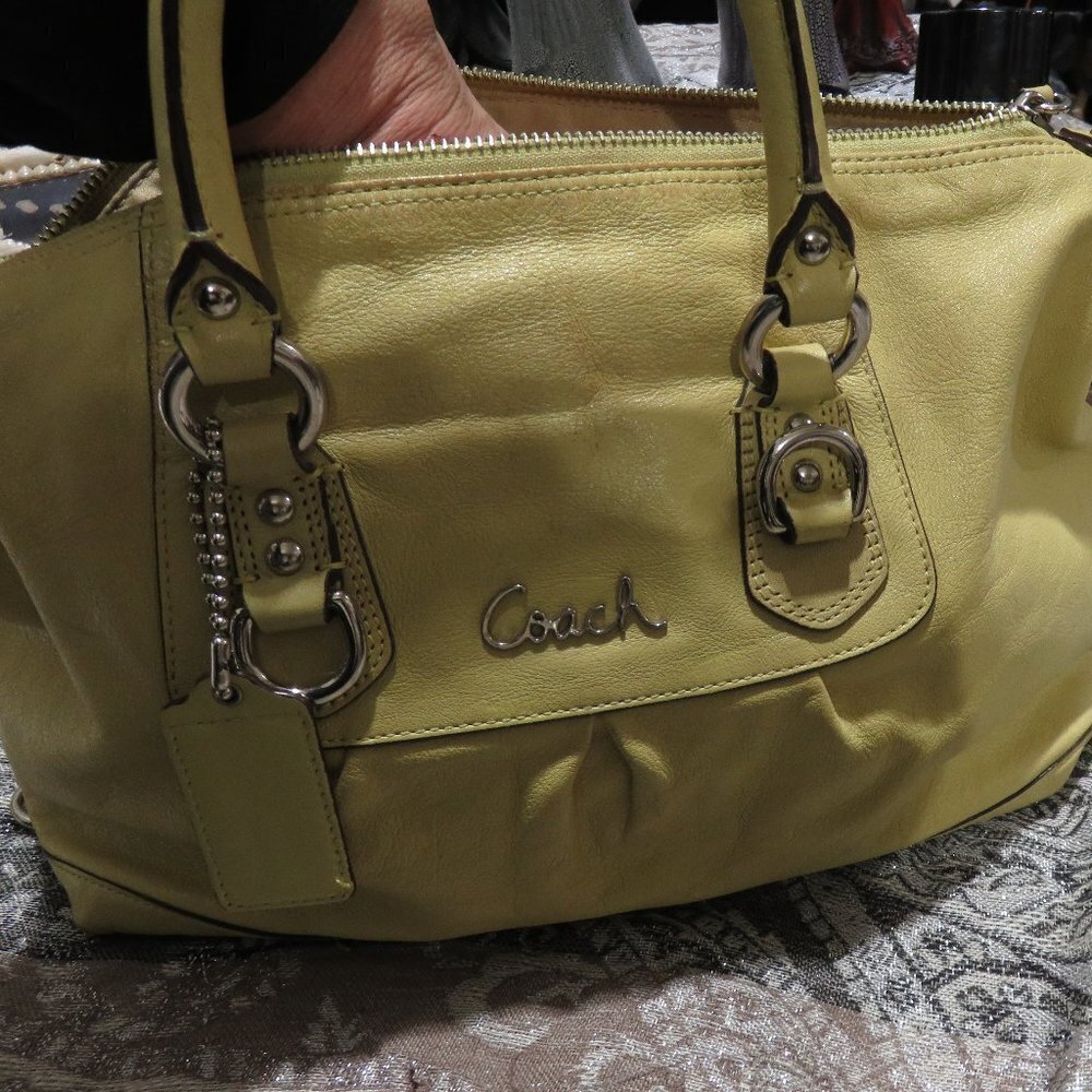 Coach Soho East West Satchel Mustard Yellow Gold Handbag Purse Tote